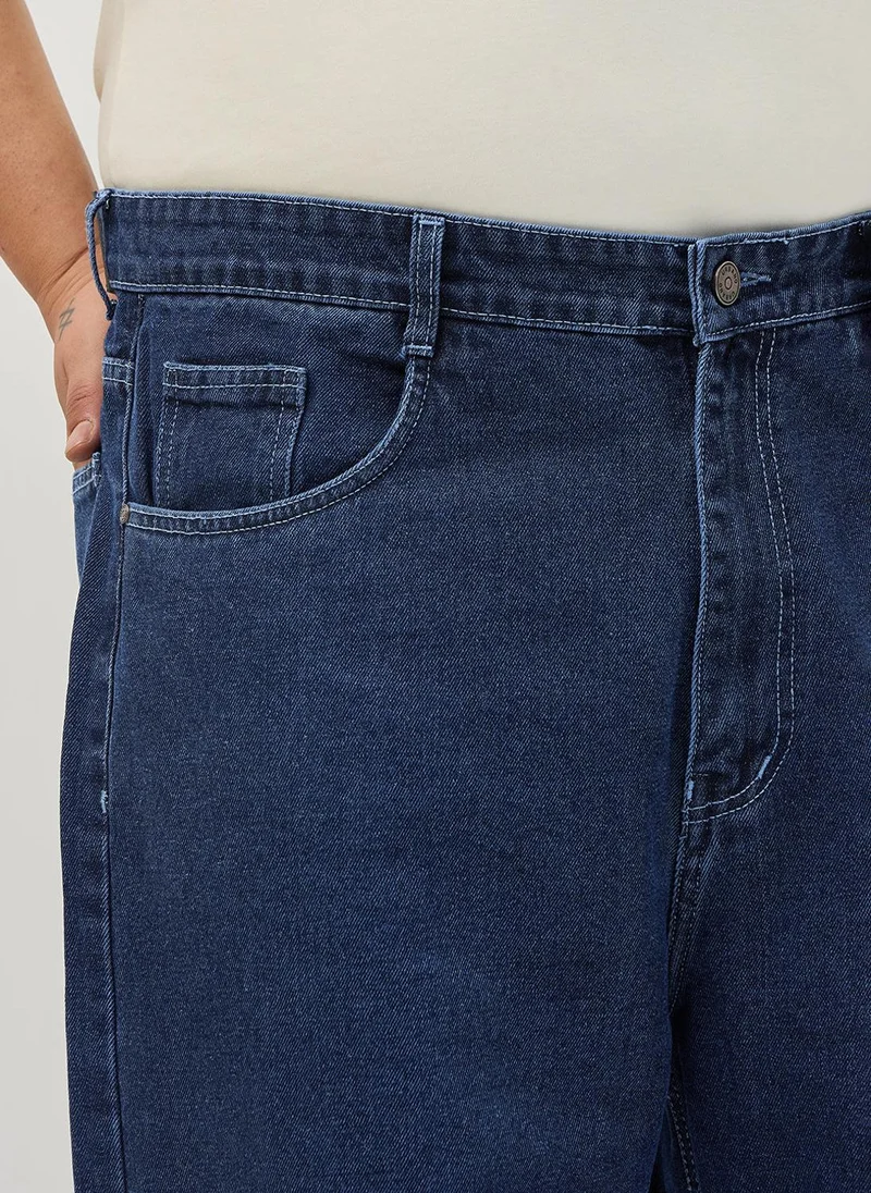 Urbano Fashion  Urbano Plus Men's Blue Loose Baggy Fit Washed Denim Jeans Non-Stretchable for Men | Best Price UAE
